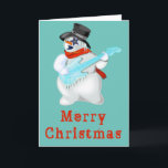Musical Snowman Christmas Card<br><div class="desc">Musical Snowman with Guitar Christmas Cards - MIGNED Painting - Merry Christmas - Customisable</div>