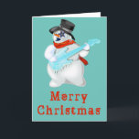 Musical Snowman Christmas Card<br><div class="desc">Musical Snowman with Guitar Christmas Cards - MIGNED Painting - Merry Christmas - Customisable</div>