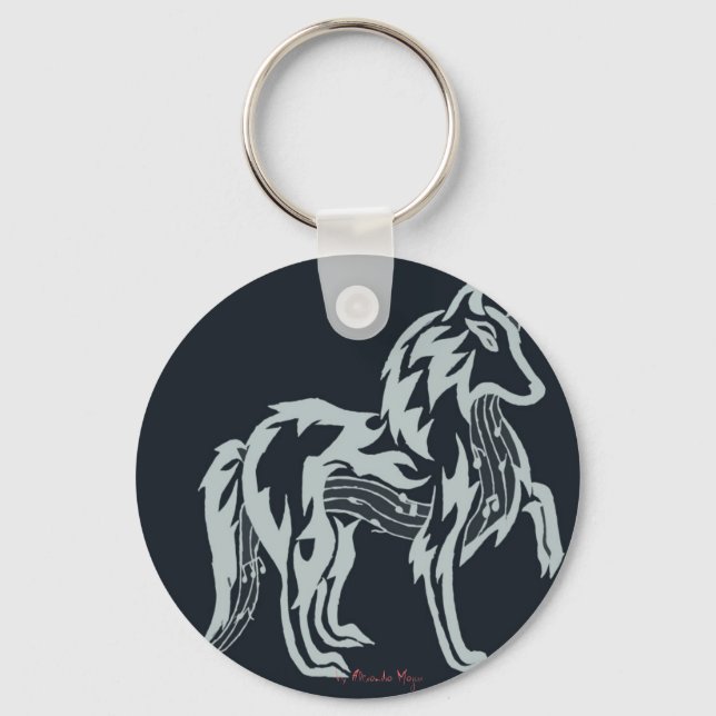 Musical Spirit Wolf Key Ring (Front)