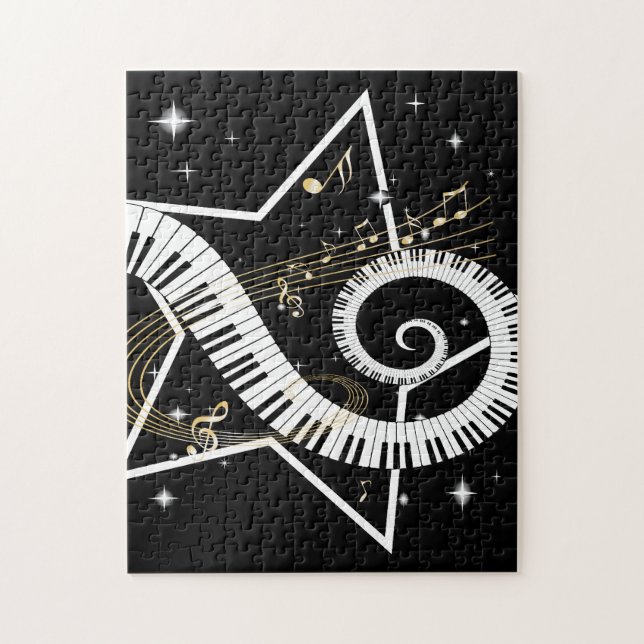 Musical Star golden notes Jigsaw Puzzle (Vertical)