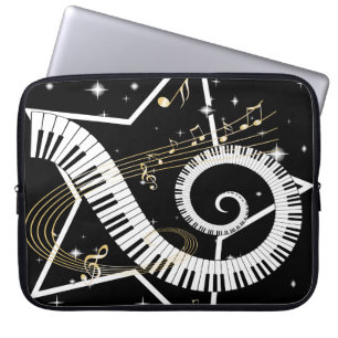 Musical Star Golden Notes Laptop Sleeve