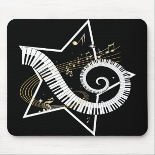 Musical Star golden notes Mouse Pad
