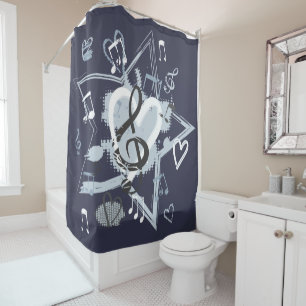 Musical Star Notes Designer Pattern Shower Curtain