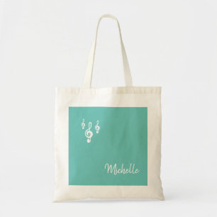Musical Symbol Treble Clef Typography Teal Green Tote Bag