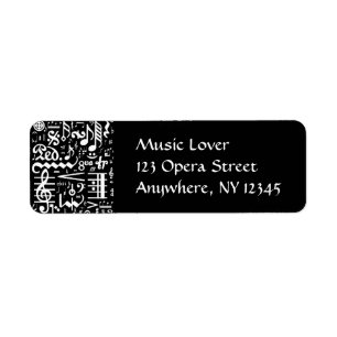 Musical Symbols Black Label Return Address Label