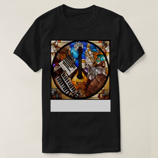Musical Symbols In A Stained Glass Window 3 T-Shirt (Design Front)