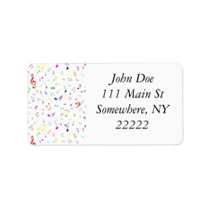 Musical Symbols in Rainbow Colours Label