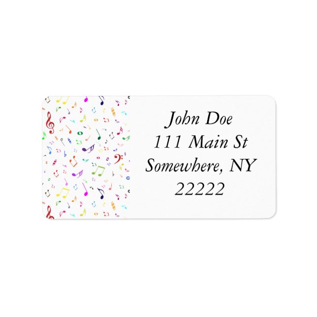 Musical Symbols in Rainbow Colours Label (Front)