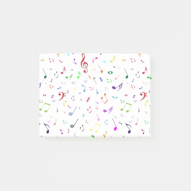 Musical Symbols in Rainbow Colours Post-it Notes (Front)