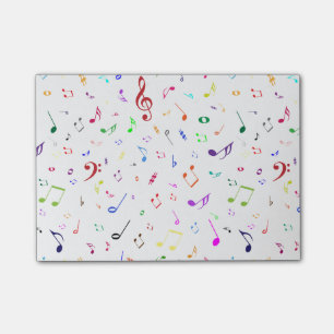 Musical Symbols in Rainbow Colours Post-it Notes