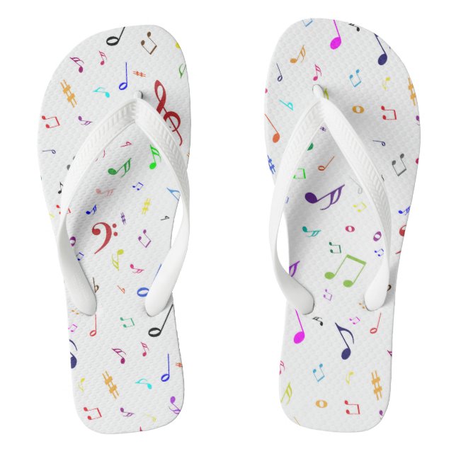 Musical Symbols in Rainbow Colours Thongs (Footbed)