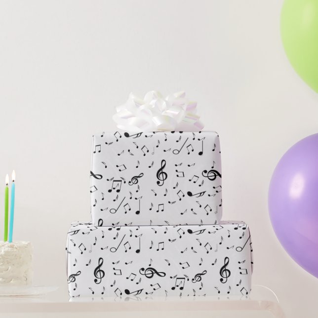 Musical Symbols On Gray Wrapping Paper (Party Gifts)