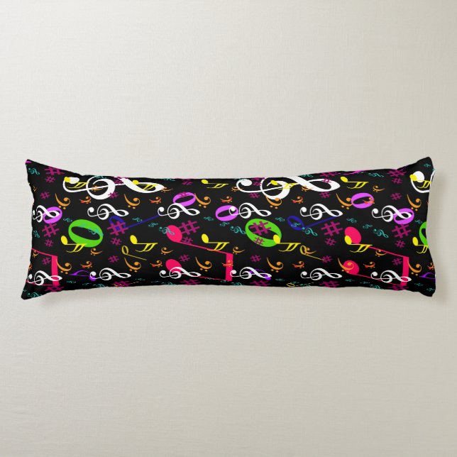 Musical Symbols Pattern Design Body Cushion (Front)
