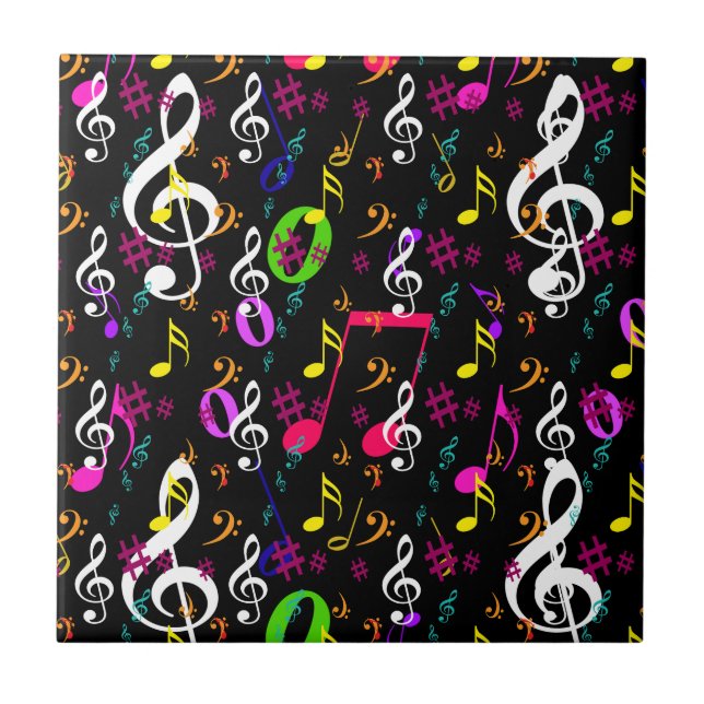 Musical Symbols Pattern Design Ceramic Tile (Front)