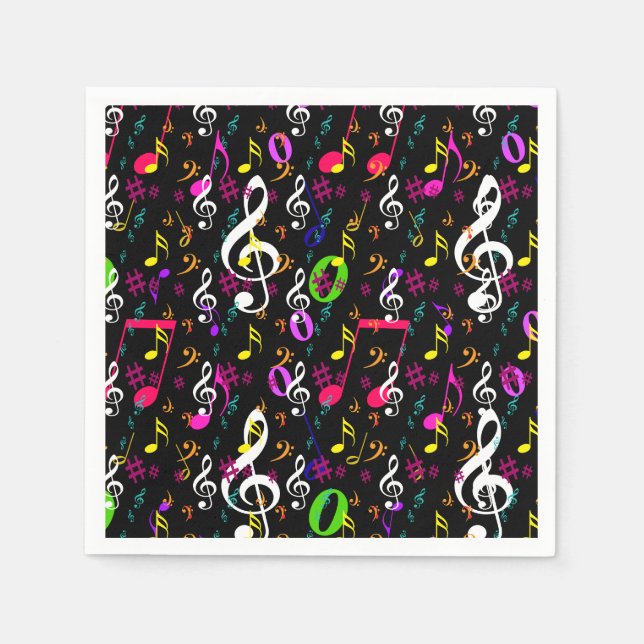 Musical Symbols Pattern Design Napkin (Front)
