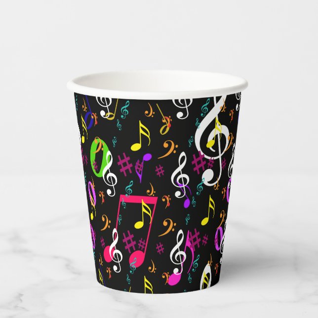Musical Symbols Pattern Design Paper Cups (Front)
