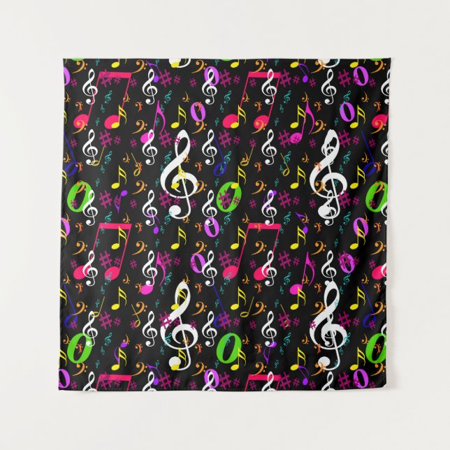 Musical Symbols Pattern Design Tapestry (Front)