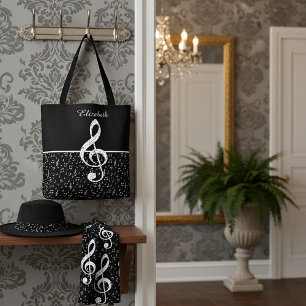 musical symbols personalised tote bag