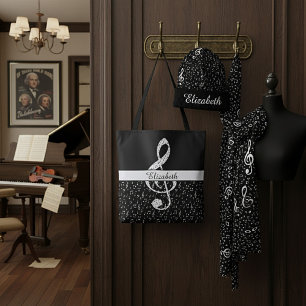 musical symbols personalised tote bag