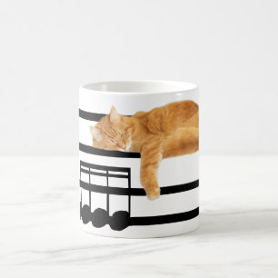 Musical tabby kitty cat coffee mug