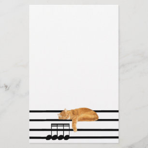 Musical tabby kitty cat stationery