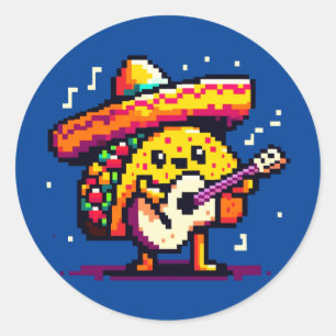 Musical Taco: 8-Bit Fiesta Fun Classic Round Sticker