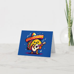 Musical Taco - Funny Pixel Art Mariachi Design Card