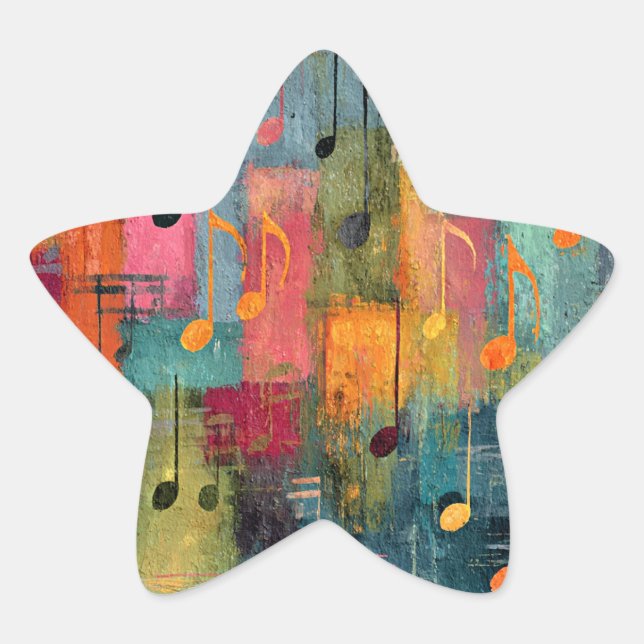 Musical Theme Abstract Art Star Sticker (Front)