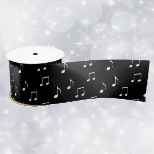 Musical Theme Black White Various Music notes Satin Ribbon