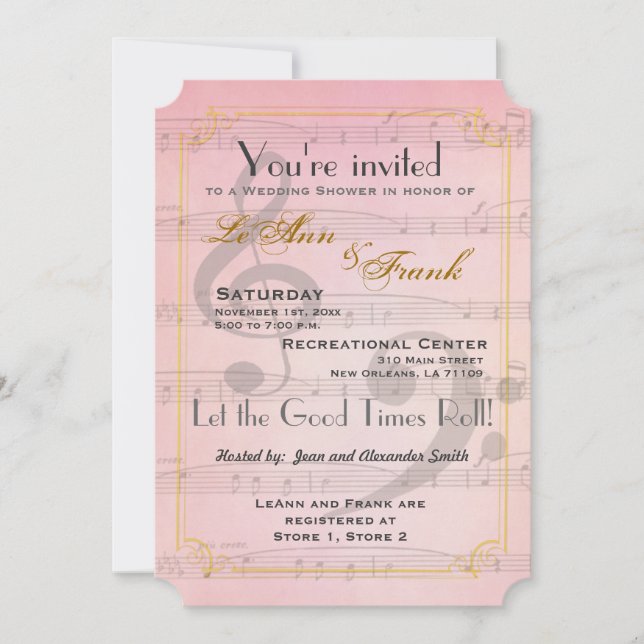 Musical themed bridal shower invitation (Front)