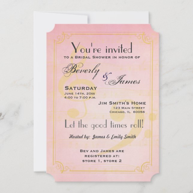 Musical themed bridal shower invitation (Front)