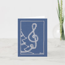 Musical Tinsel Blue Christmas Greeting Card