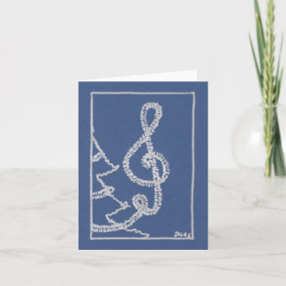 Musical Tinsel Blue Christmas Greeting Card