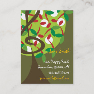 Musical Treble Cherry Notes Tree Whimsical Nature Business Card