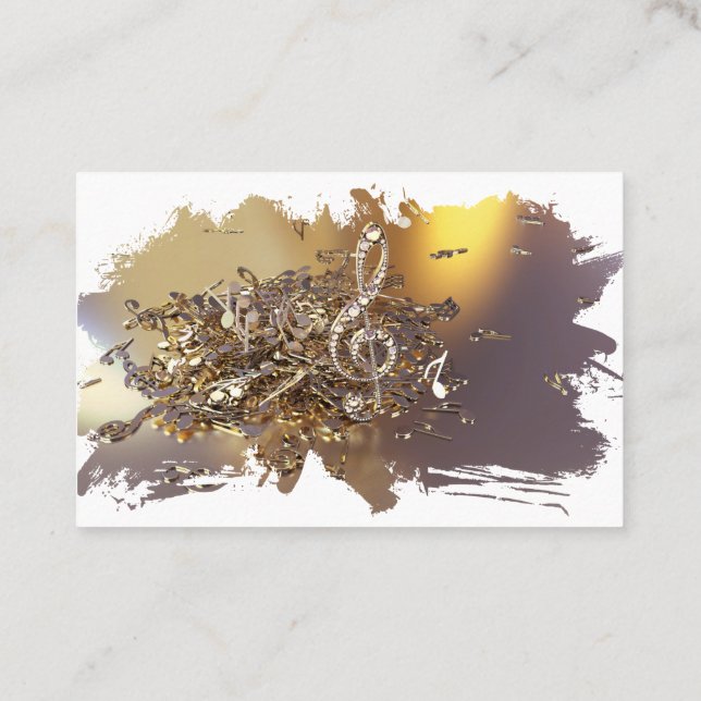 Musical treble clef and falling notes business car business card (Back)