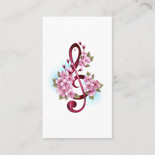 Musical treble clef notes with Sakura flowers (Front)