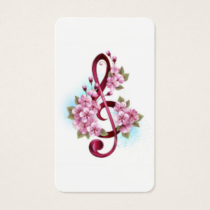 Musical treble clef notes with Sakura flowers