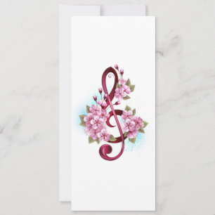 Musical treble clef notes with Sakura flowers