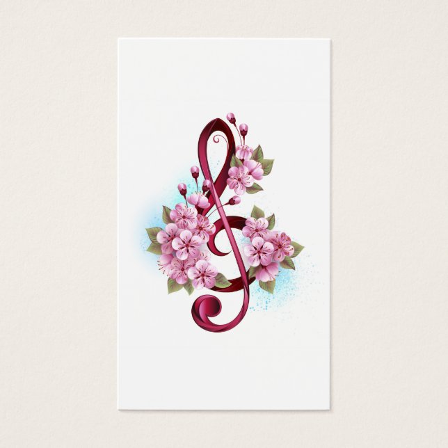 Musical treble clef notes with Sakura flowers (Front)