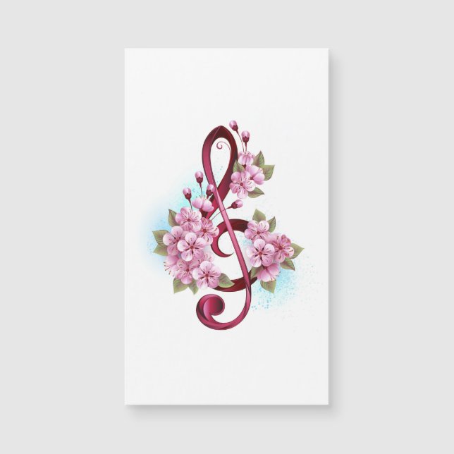 Musical treble clef notes with Sakura flowers (Front)