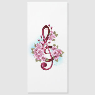 Musical treble clef notes with Sakura flowers