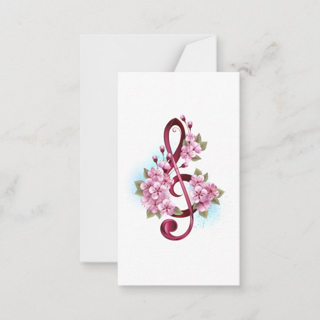 Musical treble clef notes with Sakura flowers (Front)