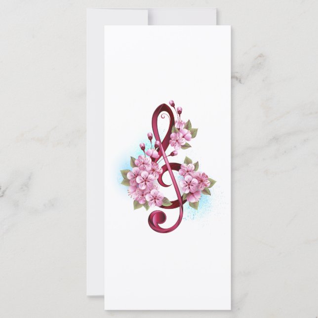 Musical treble clef notes with Sakura flowers (Front)