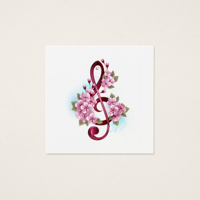 Musical treble clef notes with Sakura flowers (Front)