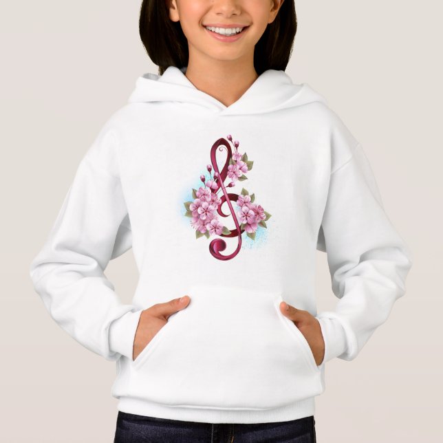 Musical treble clef notes with Sakura flowers (Front)