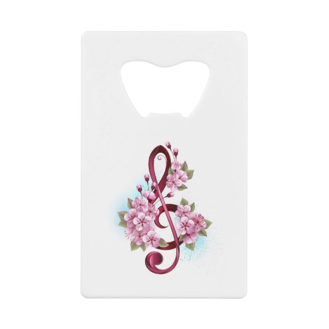 Musical treble clef notes with Sakura flowers (Front)