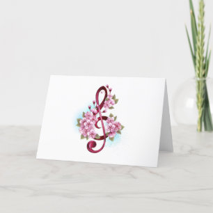 Musical treble clef notes with Sakura flowers