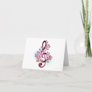Musical treble clef notes with Sakura flowers