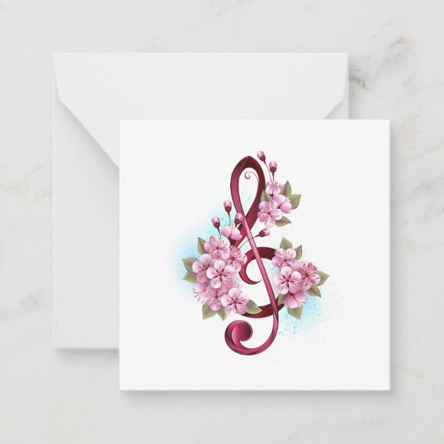Musical treble clef notes with Sakura flowers (Front)