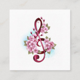 Musical treble clef notes with Sakura flowers Appointment Card